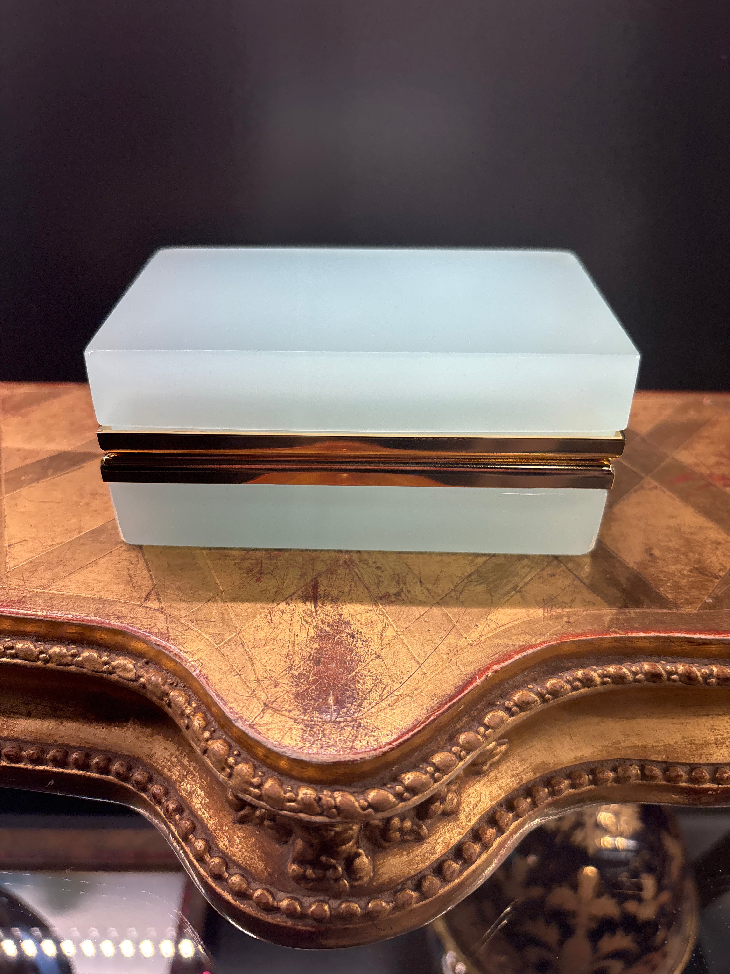 Aqua Rectangular Opaline Casket